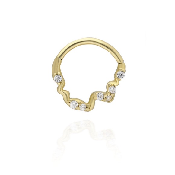 Abstract 14K Yellow Gold and CZ Clicker - PUPIL HALL REPLICA - Picture 1 of 5